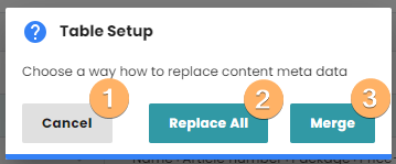 Table Setup Dialog