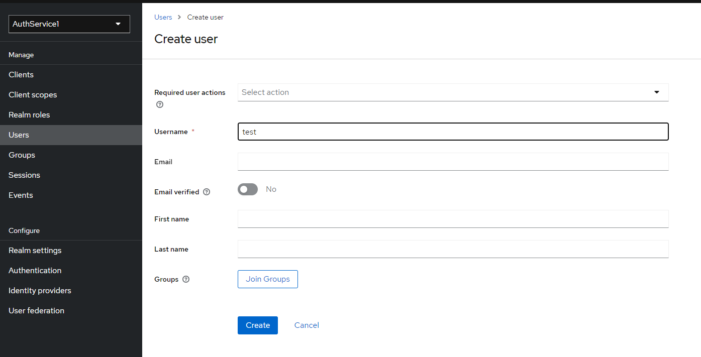 Create user